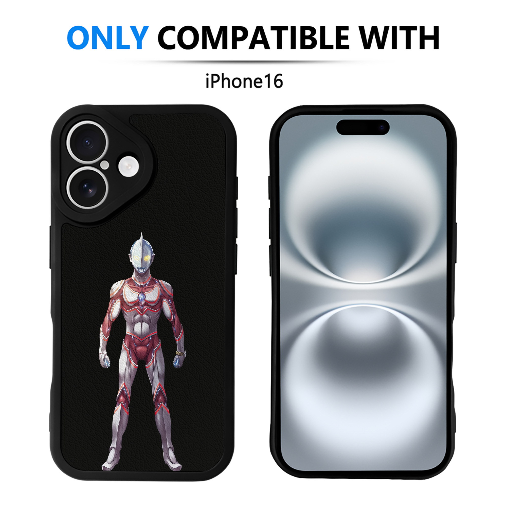 （画像用） ウルトラマン Ultraman 【iPhone 16シリーズ対応】シリコンスマホケース（レザー調） 材質：シリコン